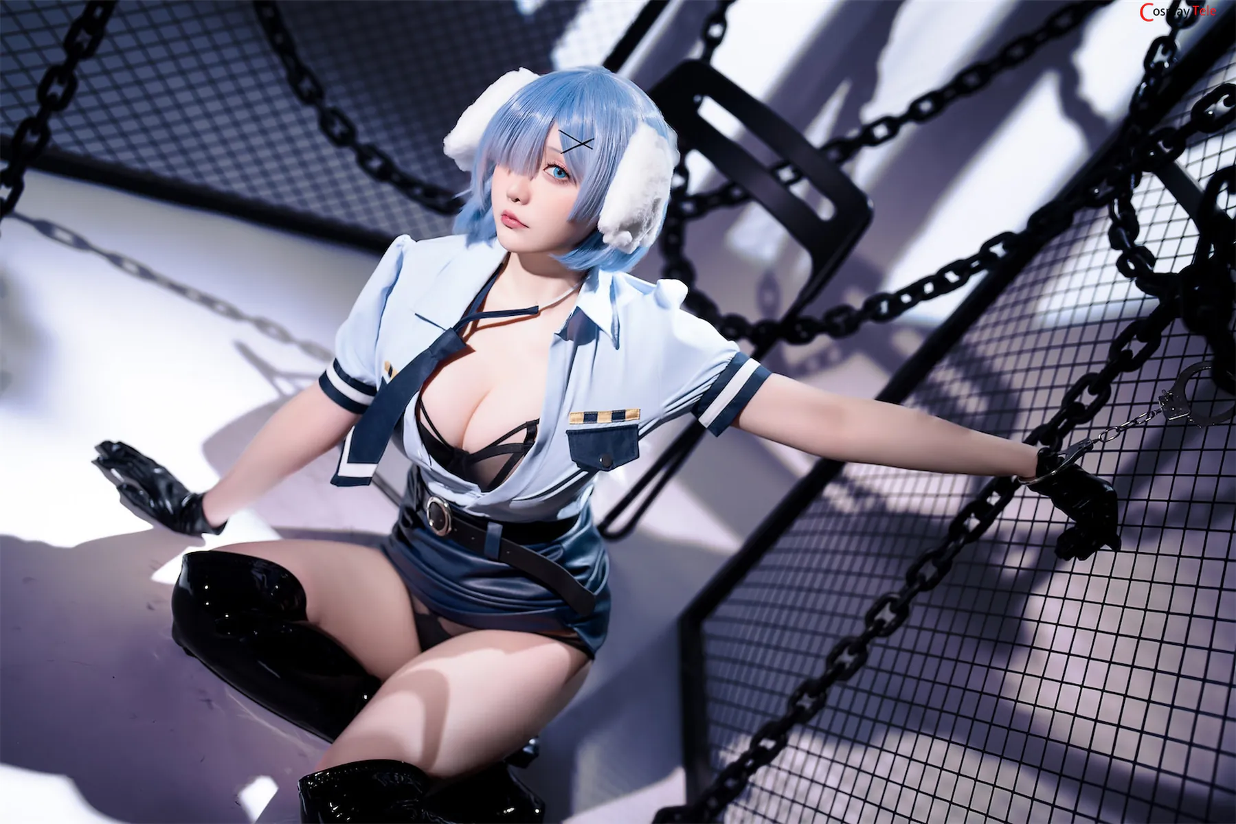 Hoshilily (星之迟迟) cosplay Rem Dog-Eared Police Officer – Re:Zero “101 photos and 2 videos” 501